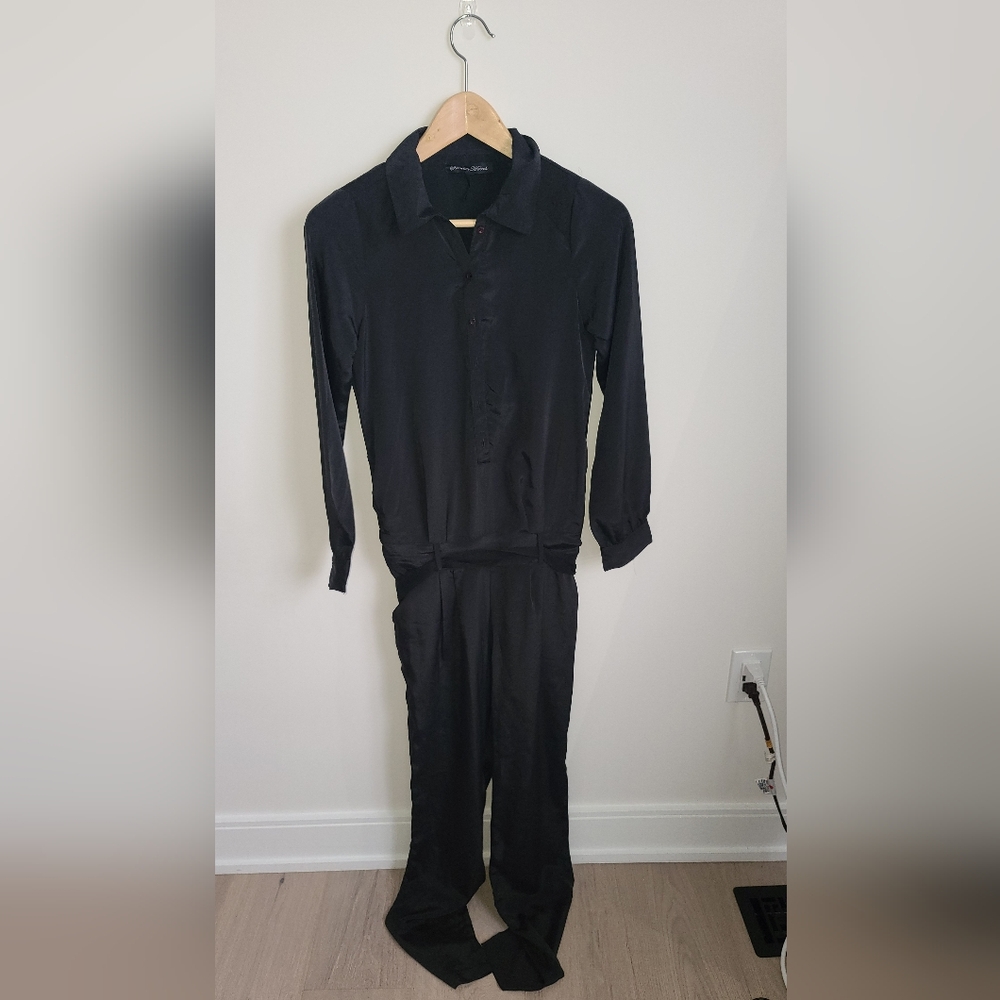 Silvian heach satin black  jumpsuit , nwot XS